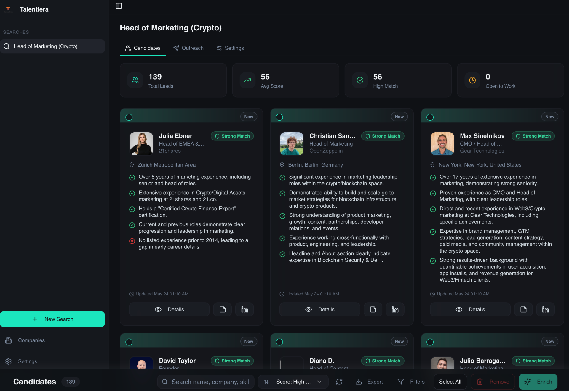 Talentiera — Recruiting pipeline